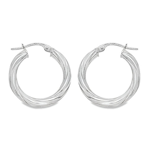 3mm Twisted Tube Hoop Earrings in 10K, 14K White Gold