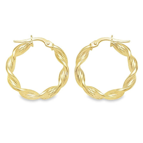 10K, 14K Yellow Gold 3.4 MM Twisted Hoop Earrings
