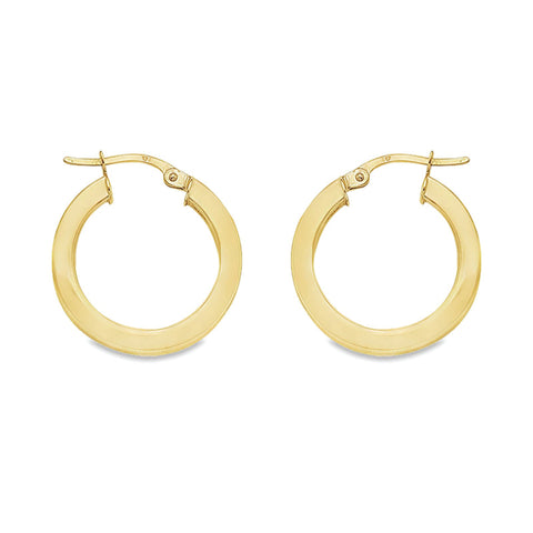 10K, 14K Yellow Gold 2.5 MM Square Tube Hoop Earrings