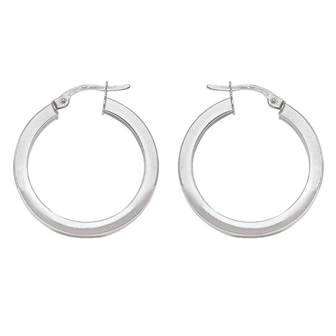 2.5 MM Square Tube With 10K, 14K White Gold Hoop Earrings