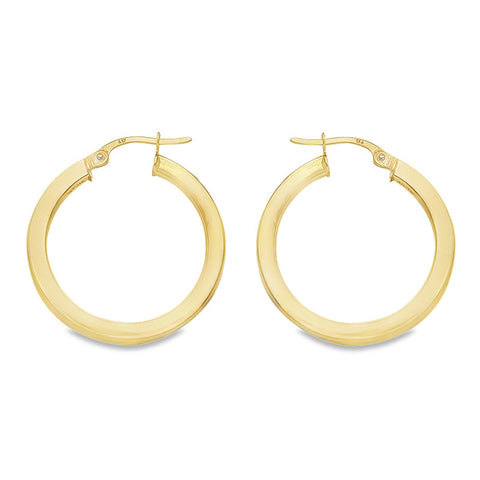 2.5 MM Square Tube 10K, 14K Yellow Gold Hoop Earrings