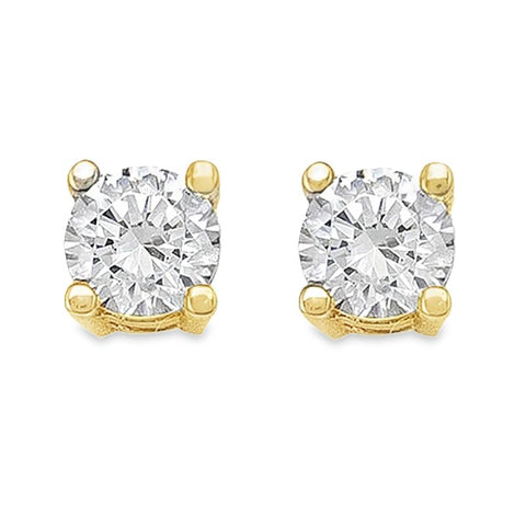 10K Yellow Gold 4mm CZ Stud Earrings