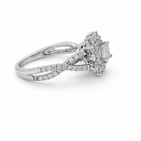 14K White Gold 1.00 TDW Princess Cut Solitaire Diamond Engagement Ring