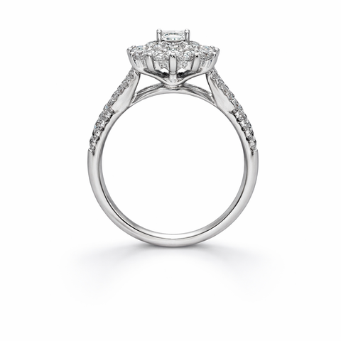 14K White Gold 1.00 TDW Princess Cut Solitaire Diamond Engagement Ring