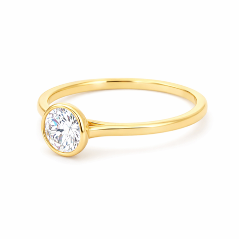 14K Yellow Gold 1.04CT Lab Grown Diamond Solitaire Bezel Ring