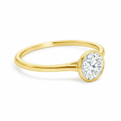 14K Yellow Gold 1.04CT Lab Grown Diamond Solitaire Bezel Ring