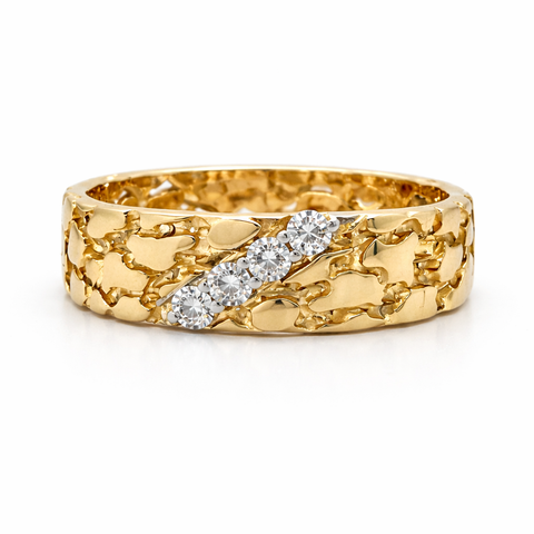 10K Yellow Gold 0.11TDW Nugget Style Women's Diamond Band