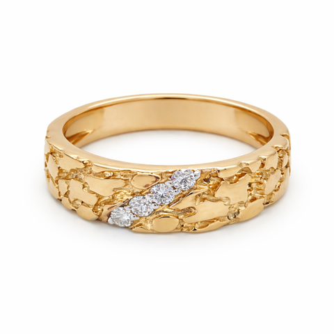 10K Yellow Gold 0.11TDW Nugget Style Women's Diamond Band