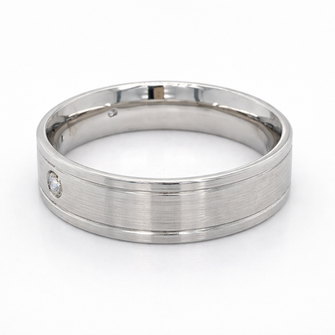 10K White Gold 0.12CT Three Diamond Ladies Band