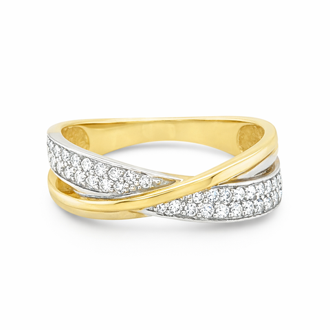 10K Yellow and White Gold Diamond Ring with 0.19TDW Modern Design
