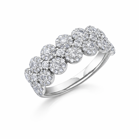 Stunning 14K White Gold Fancy Band with 1.13TDW of Diamonds