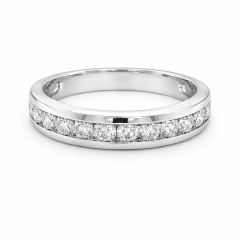 14K White Gold 0.90TDW Channel Set Semi Eternity Diamond Band