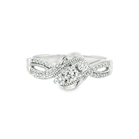 14K White Gold Diamond Engagement Ring with 0.33 Total Diamond Weight