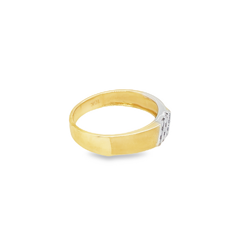 10K Yellow & White Gold 0.15TDW Men's Diamond Band With Sand Blast Finish