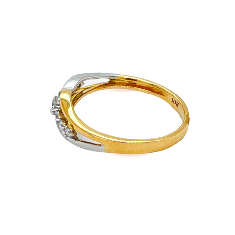 10K Yellow And White Gold 0.20CT Diamond Wedding Band