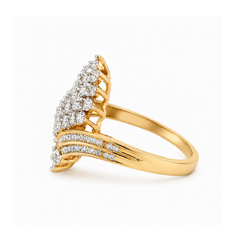 1.08 TDW Diamond Cluster Ring in 10K Yellow & White Gold
