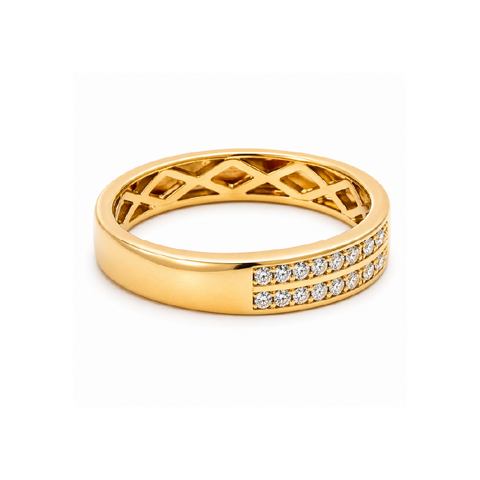 10K Yellow Gold 0.25TDW Two Row Diamond Band