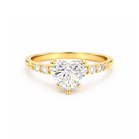 14K Yellow Gold 2.28 TDW Lab Grown Diamond Heart Engagement Ring