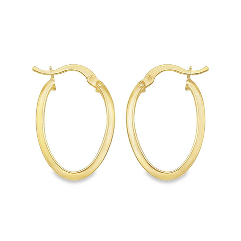 Oval Knife Edge Hoop Earrings in 10K and 14K Yellow Gold