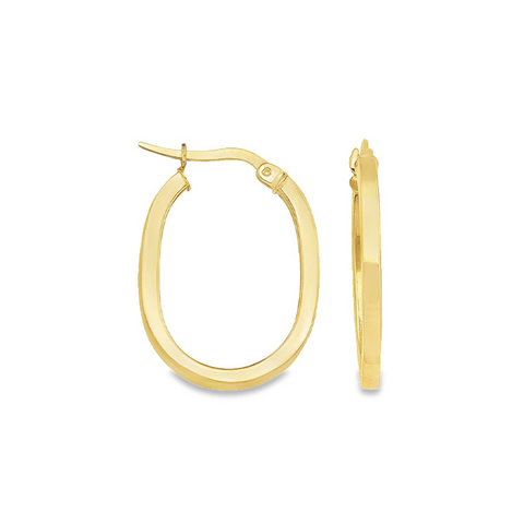10K, 14K Yellow Gold Oval Square 2.1 mm Tube Earrings
