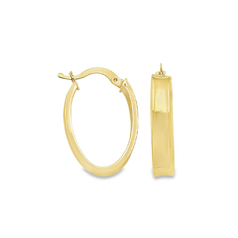 10K, 14K Yellow Gold 4.7 MM Oval Hoop Earrings