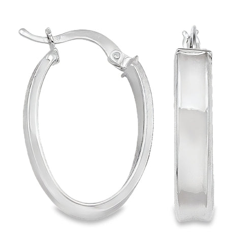 10K, 14K White Gold 4.7 MM Oval Hoop Earrings