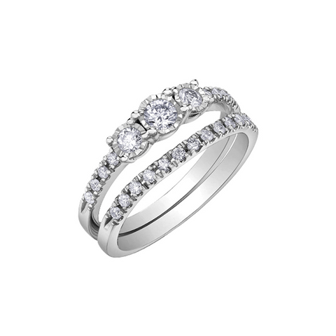 0.33TDW Diamond Illusion Wedding Ring Set in 10K White Gold