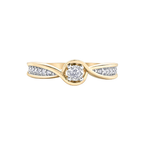 10K Yellow Gold 0.12TDW Diamond Illusion Promise Ring