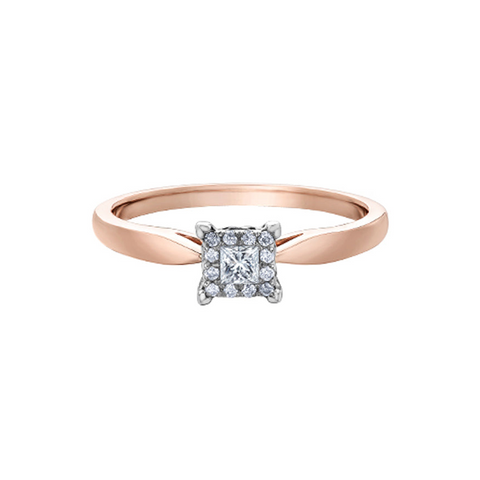 10K Rose Gold 0.13TDW Diamond Halo Ring