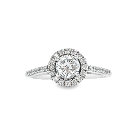 14K White Gold 0.67TDW, 0.42CT Center Diamond Engagement Ring