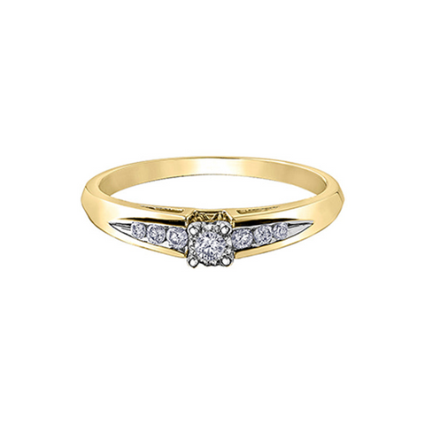 0.14TDW Diamond Engagement Ring in 10K Yellow Gold