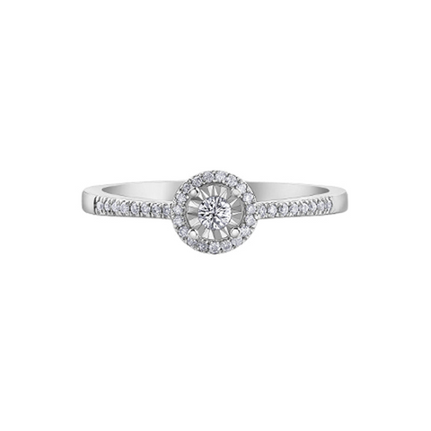 10K White Gold 0.15TDW Diamond Illusion Set Ring