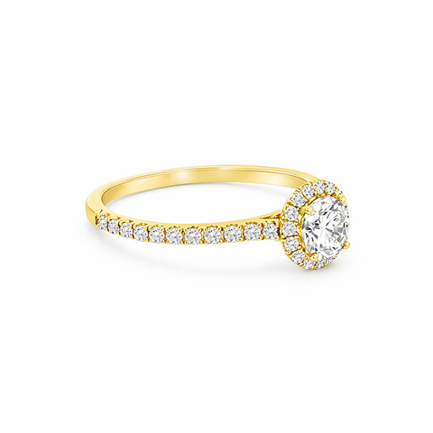 14K Yellow Gold 0.84tdw Lab Grown Halo Diamond Engagement Ring