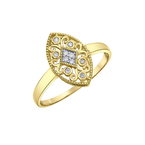 10K Yellow Gold 0.05TDW Diamond Antique Style Ring