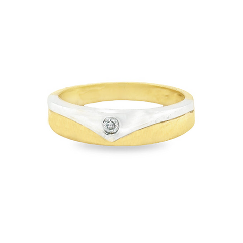 10K Yellow & White Gold 0.035TDW Women's Diamond Band