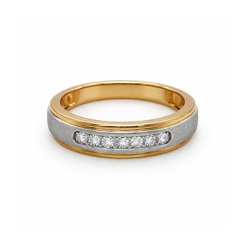 Solid 10k Two Tone Gold Women's Round Diamond Wedding Anniversary Band With 0.15TDW