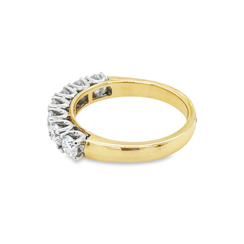 14K Yellow and White Gold 1.0CT Diamond Claw Set Anniversary Band
