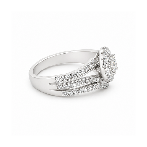 10K White Gold 0.97TDW Diamond Wedding Set