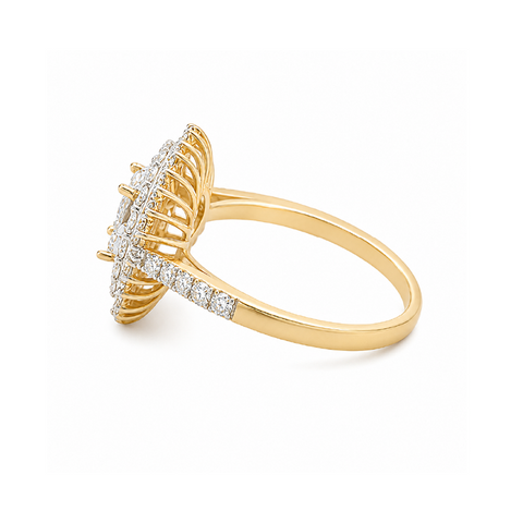 10K Yellow Gold 1.00TDW Diamond Dazzler Ring