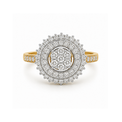 10K Yellow Gold 1.00TDW Diamond Dazzler Ring