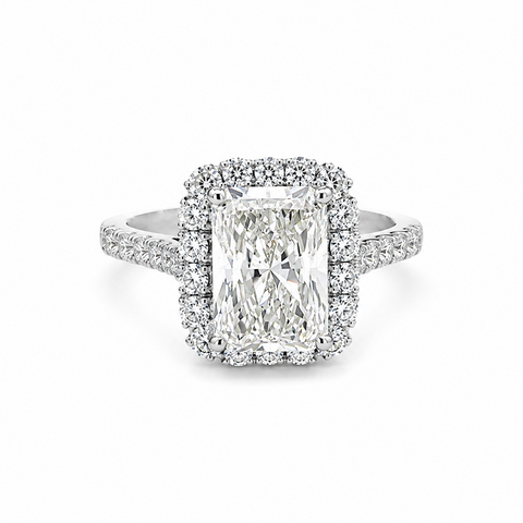 4.10TDW Lab Diamond Radiant 14K White Gold Engagement Ring