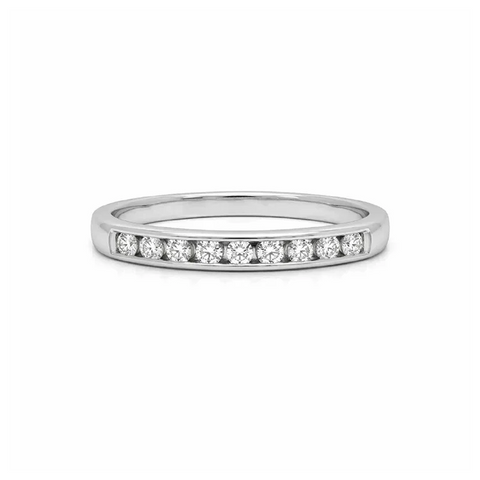 0.20TDW & 10K White Gold Diamond Anniversary Band with Channel Setting