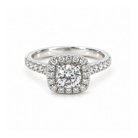 1.30TDW 14K White Gold Diamond Engagement Ring