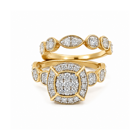 1.00TDW 10K Yellow Gold Diamond Wedding Set