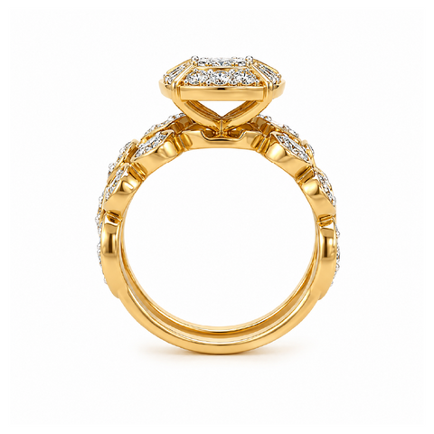 0.50TDW 10K Yellow Gold Diamond Wedding Set