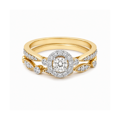 0.50 TDW 14K Yellow Gold Diamond Bridal Set