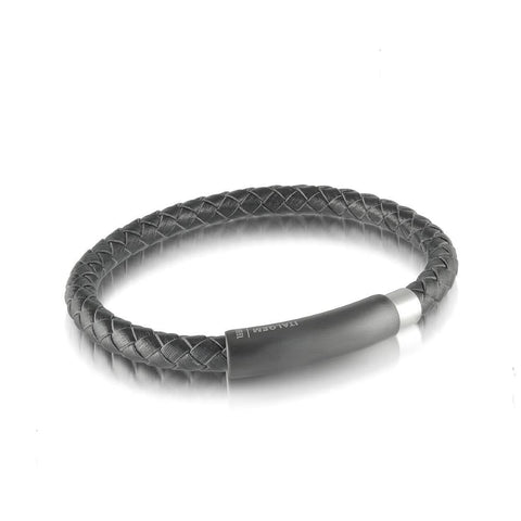 Stainless Steel Black-IP Matte-Clasp Leather 8.25