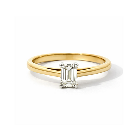 14K Yellow Gold 0.50CT Emerald Cut Lab Grown Diamond Ring