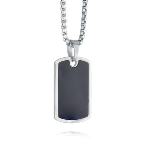 Stainless Steel Black IP Dog Tag Pendant Necklace