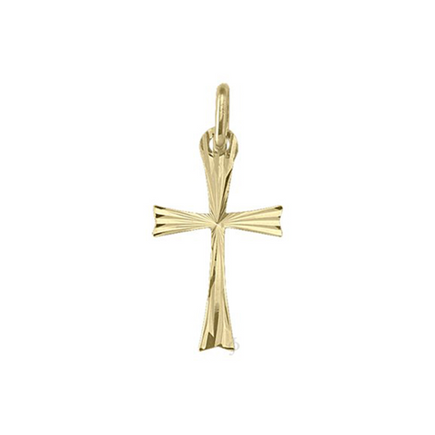14 Karat Yellow Gold Flat Religious Classic Italian Cross Pendant